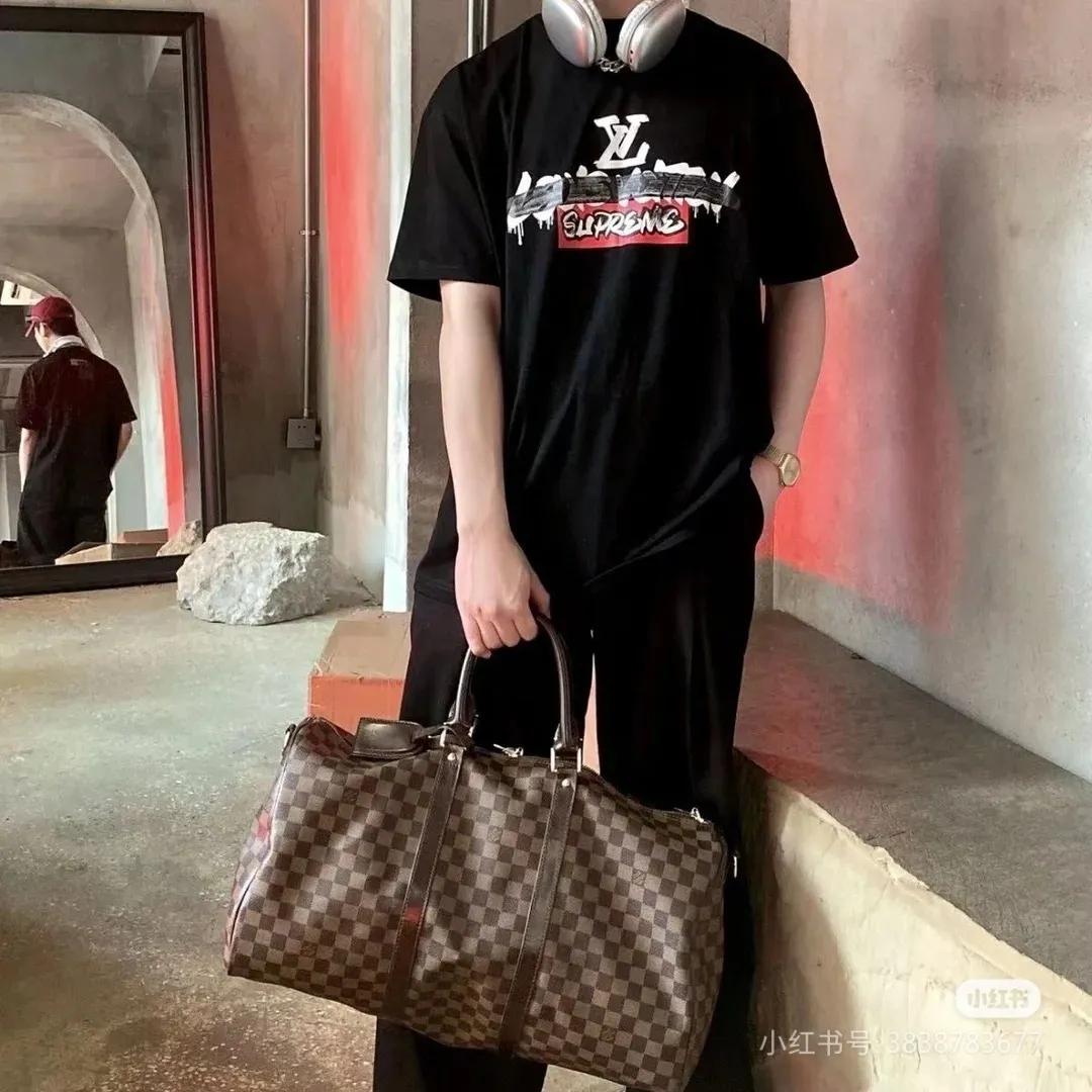 Louis Vuitton & Supreme joint logo graffiti printed short sleeves